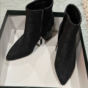 Kate Spade Black Glitter Ankle Boots